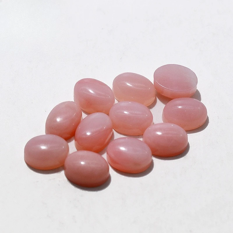 Natural gemstone powder opal egg-shaped ring surface oval flat bottom plain surface opal/opal loose stone jewelry inlay
