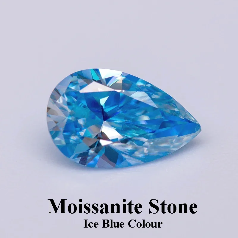 

Moissanite Loose Stone Pear Cut Ice Blue Colour Lab Created Diamond Advanced Jewelry Making Materials with GRA Certificate