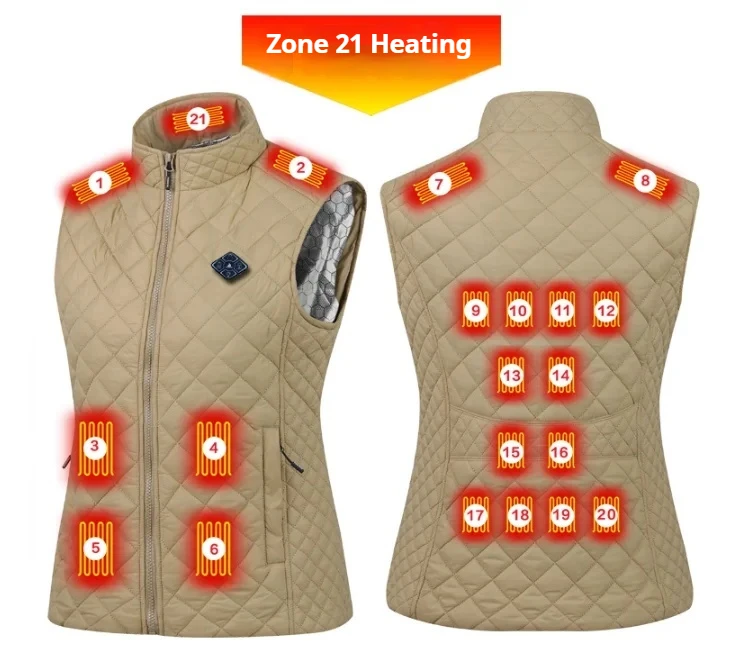 

USB-жилет с подогревом для женщин и мужчин, 3 уровня температуры, умный подогрев, зимний теплый жилет Zone 21, легкая куртка без рукавов с подогревом