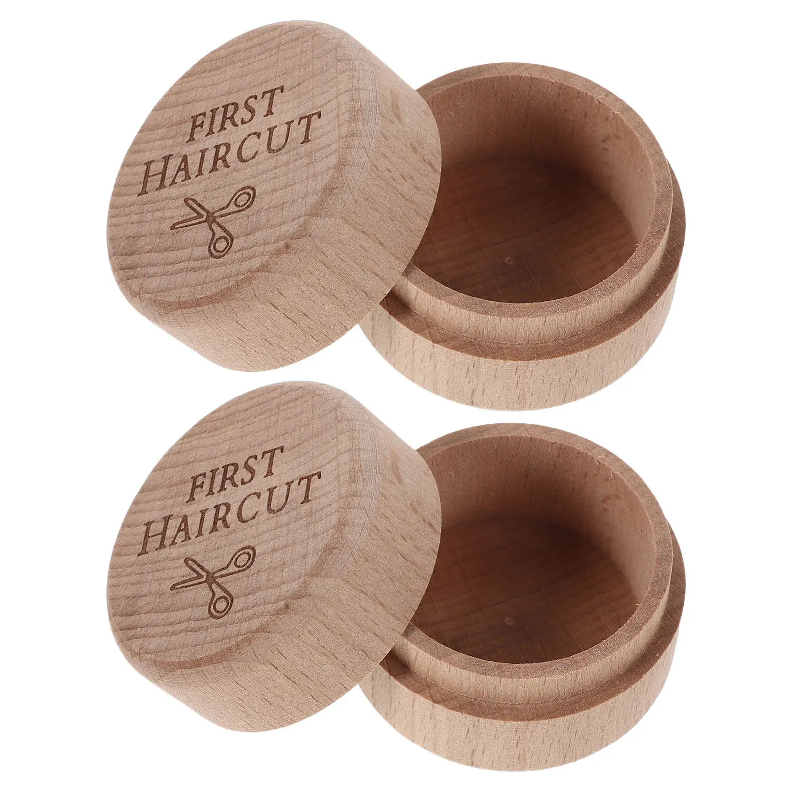 2Pcs Wooden Baby Hair Box Organizer Storage Case Hair Infant Fetal Childhood Memory Keeper First Haircut Souvenir