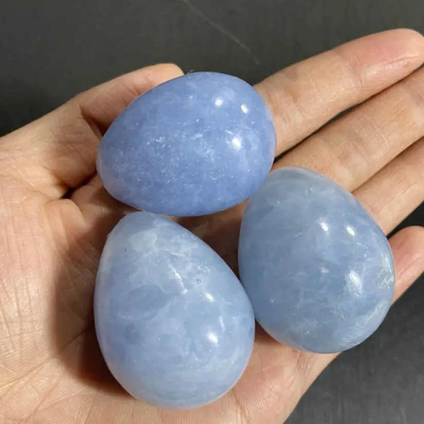 Natural Blue Celestine Egg Polished Stone Egg Crystal Healing Reiki Crystal SPHERE Wichcraft  Metaphysical Powerful Meditation