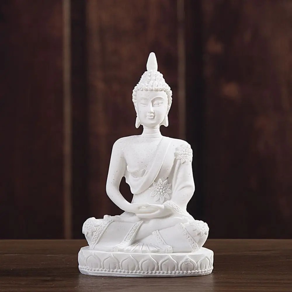 Sitting Meditation Sandstone Buddha Green Sandstone Oriental Culture Buddhist Figurine Ornament Zen Sitting Posture