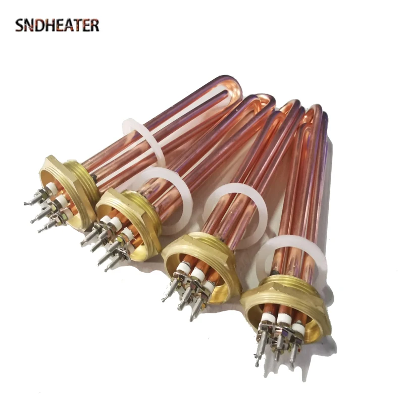 SNDHEATER Water Immersion Copper Heating Element 110V 220V 380V 3KW 4.5KW 6KW 9KW 12KW G5/4 Thread Corrosion Resistance Pipe