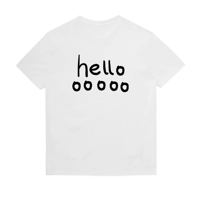 

«hellooooo» с удлиненными звуками хвоста. Веселая и креативная одежда с принтом. Футболки из чистого хлопка. Свободные топы для мужчин и женщин. Лето.