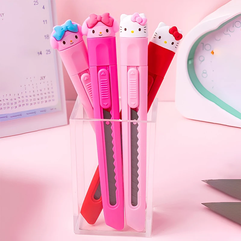 Kawaii Sanrio Kuromi Utility Knife Anime Hello Kitty My Melody Cartoon Art Cutting Express Box Cutter Student Tool Toys Gifts