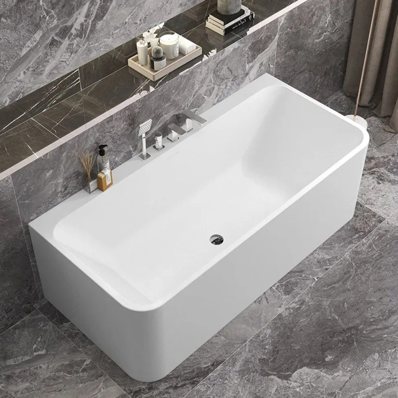 Free-standing artificial stone household bathtub, rectangular hotel Internet celebrity integrated bathtub basin