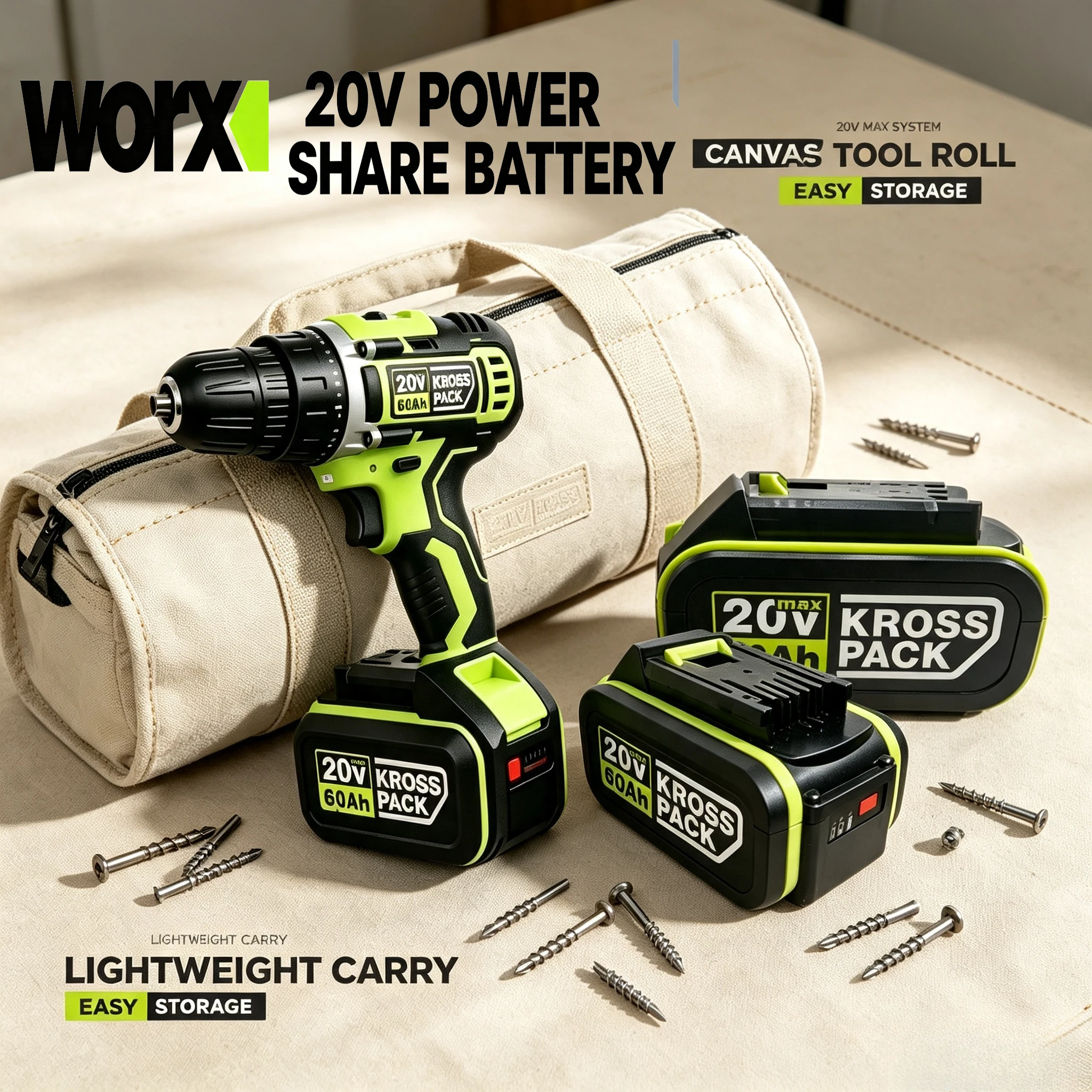 6.0Ah WORX 20V  Battery Compatible WA3027 Smart Charge Protection Durable Power Supply For Garden Trimming Maintenance Tools