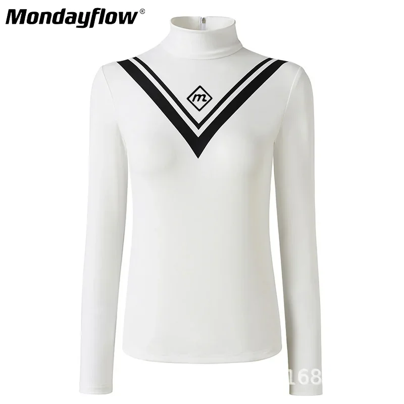 Mondayflow Golf Apparel Women's Long Sleeve Sunscreen Quick Drying Jersey T-shirt Color Contrast Durable High Quality Sportswear