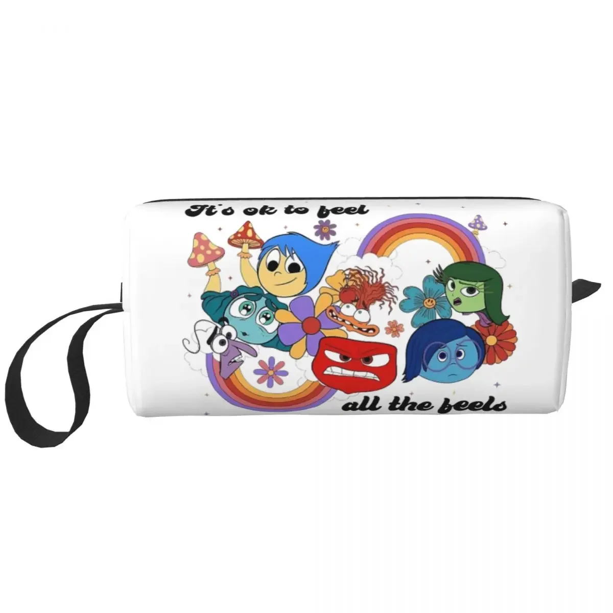 Inside Out Emotions Anxiety Anger Large Makeup Bag Waterproof Pouch Travel Cosmetic Bags Cartoon Organizer for Unisex