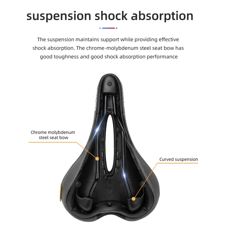 Wake Bicycle Saddle Hollow Breathable PU Leather Black for MTB Bike Seat Accessories Comfort Type for Men