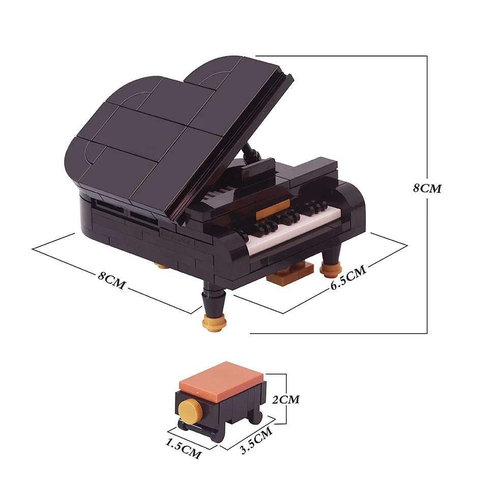 MOC-Piano de ensueño DIY, modelo de bloques de construcción, exhibición de sala de estar, silla de Piano, pianista, decoración creativa, juguetes de ladrillo, regalos