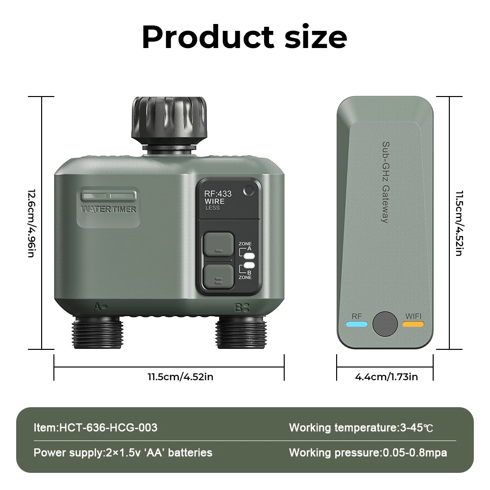 Tuya WiFi Smart 2-Outlet Water Timer Precisely Water Up Outdoor Automatic Irrigation Fully Adjustable Program Wireless RF433mhz