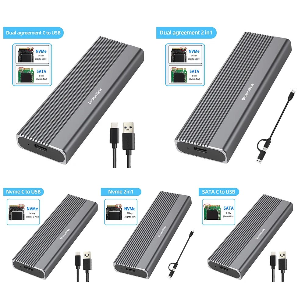 

M.2 NVMe/NGFF Solid State Drive Box Gen2 10Gbps Portable Hard Disk Case Type-C To Type-C External SSD Case Type-C To USB A