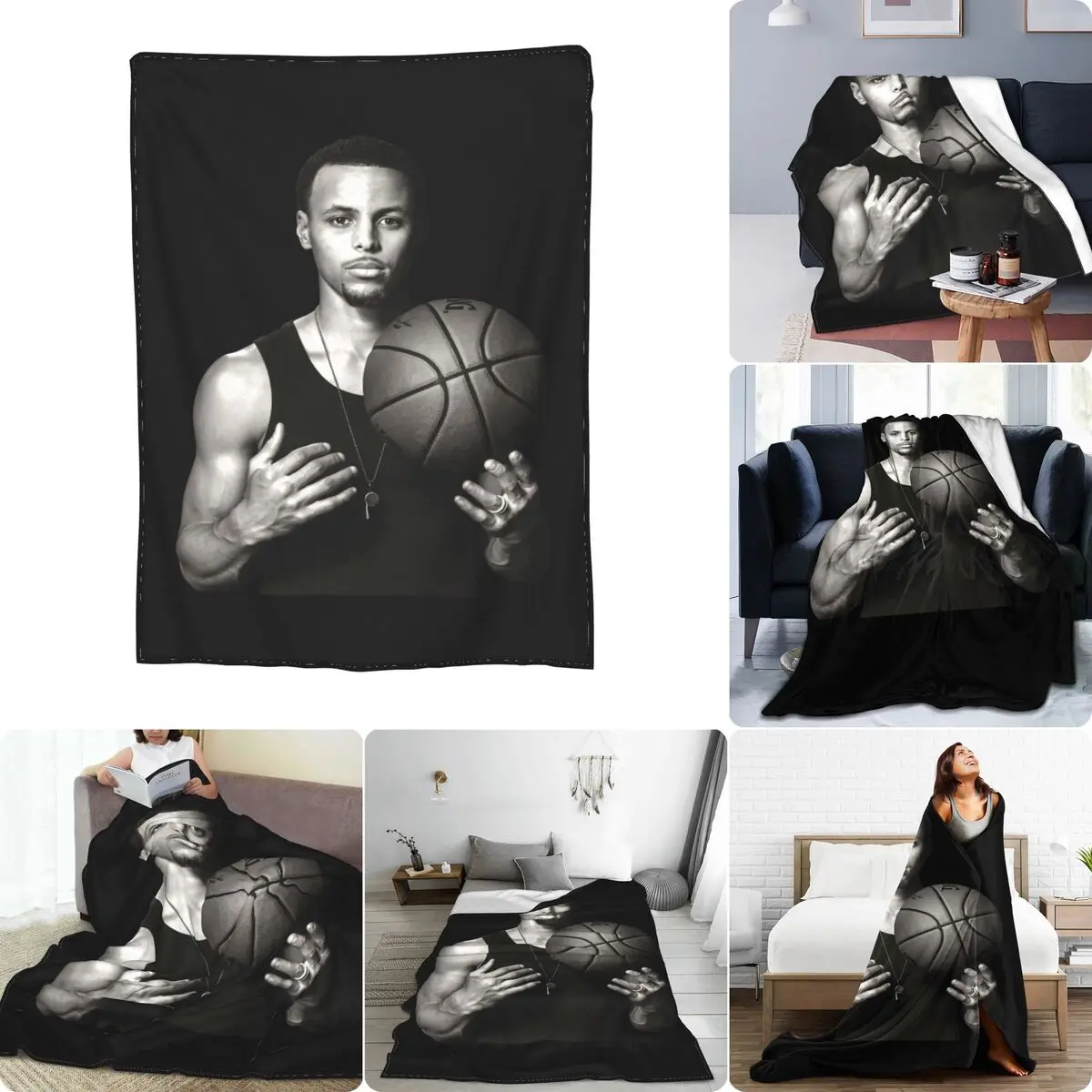 Stephen Curry Portrait Graphic Ultra-Soft Micro Fleece Blanket Sofa Dedicated