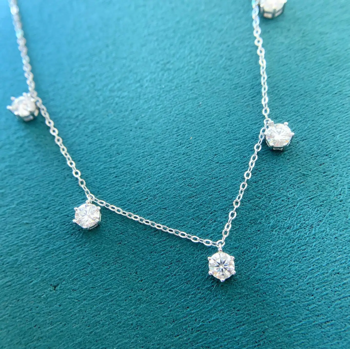 2.5-5CT Tennis Moissanite Necklace Chain for Women 925 Sterling Silver 5mm 6.5 mm Bezel Diamond Necklaces Overlay Style Jewelry