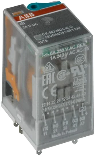 CR-M024DC4L 10038866 플러그 가능 인터페이스 릴레이, 4c/o, A1-A2 = 24VDC, 250V/6A, LED