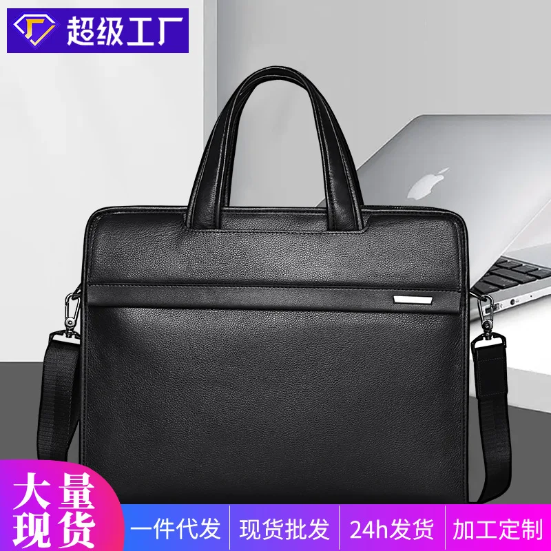 Men's Genuine Leather Messenger Luxury Men Handbag Cowhide Laptop Bag 14inch Business Briefcase Gift Custom Order Brief Case