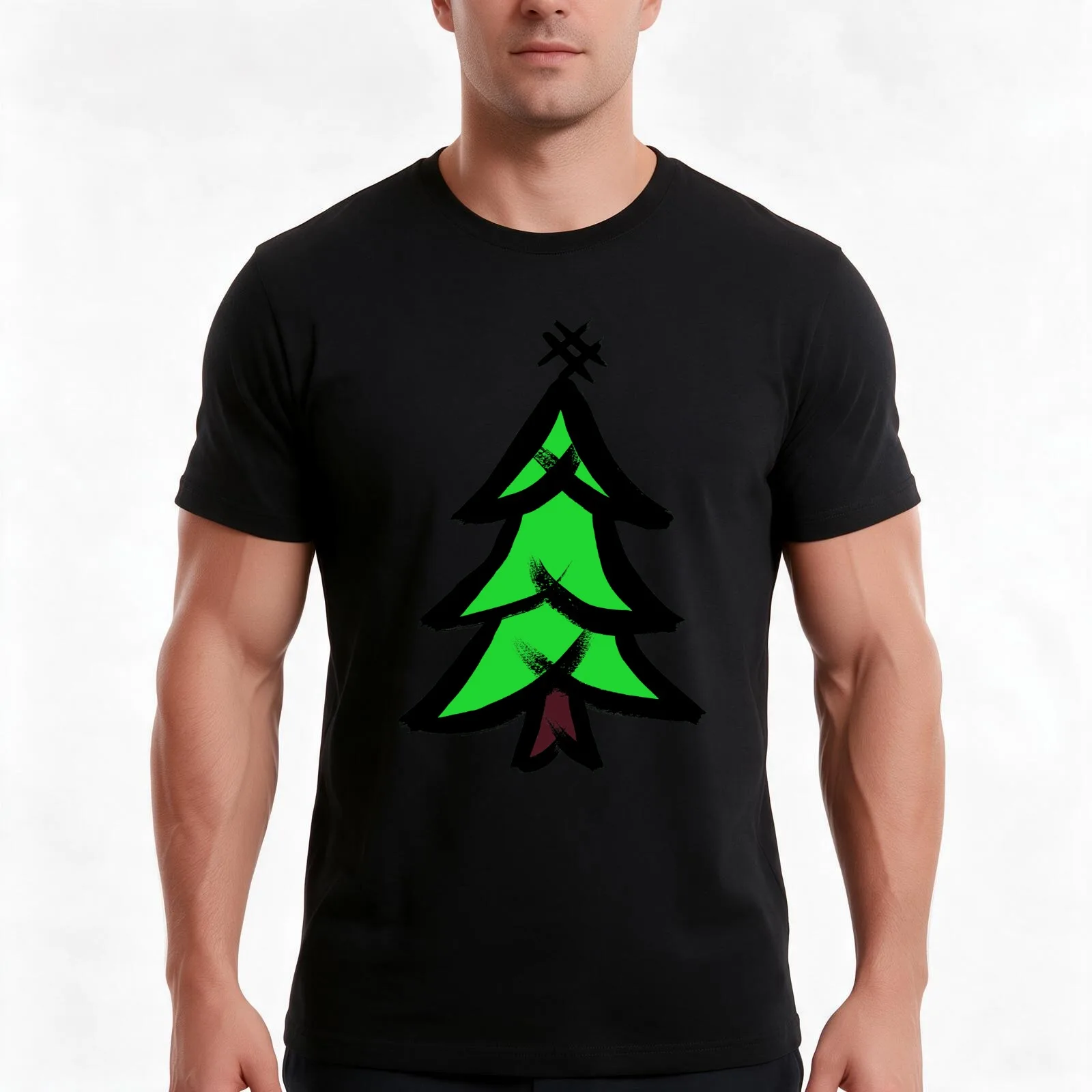 Hashtag Xmas green - OneMandalaADay T-Shirt, Summer Casual Cotton Tee, Oversized Streetwear Tops, Vintage Graphic Print