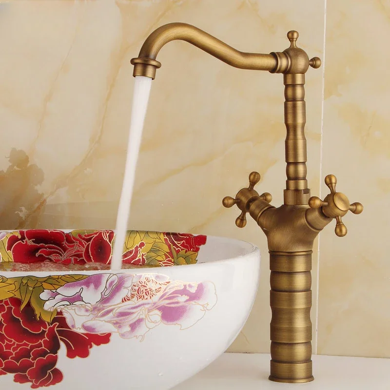 

Bathroom, wash basin, sink, double handle, Faucet, basin, cold and hot all copper antique style
