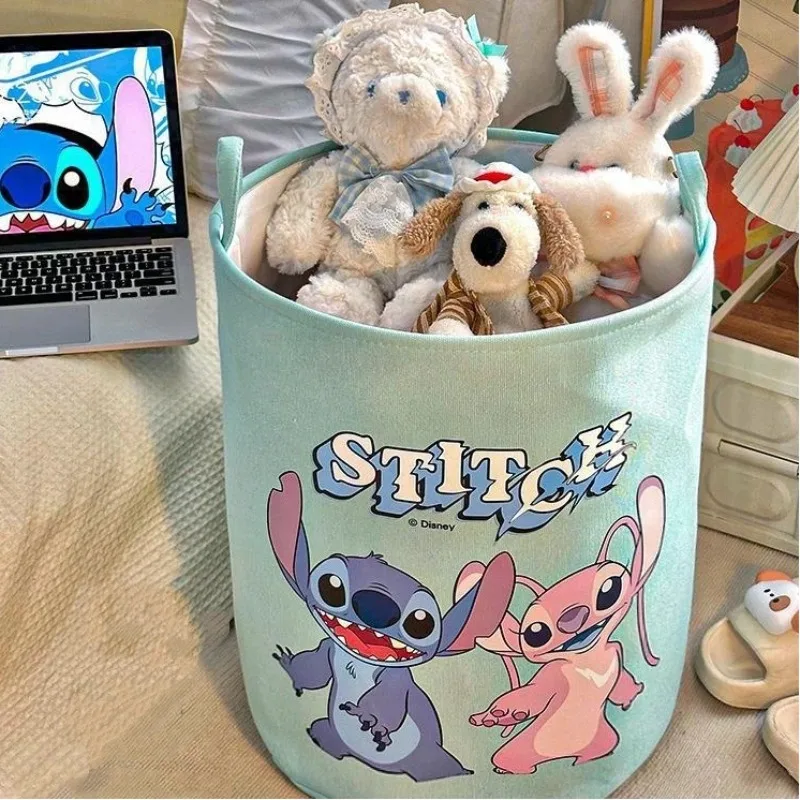 

Складная водонепроницаемая корзина для грязной одежды Disney Stitch, милое ведро для хранения игрушек с героями мультфильмов, складная корзина для белья для ванной комнаты