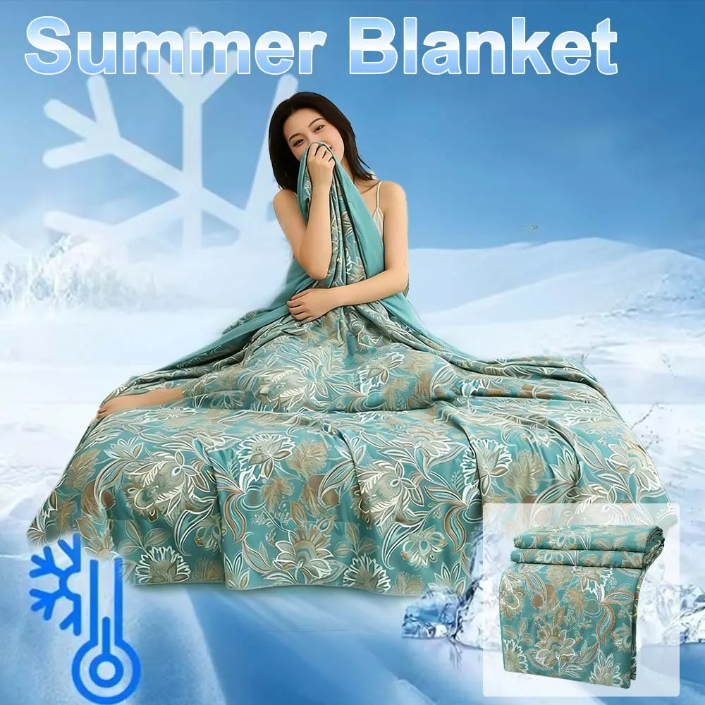 

Retro Printed Summer Cooling Comforter Lightweight Air Conditioner Quilts Soft Blanket for Home Office Camping Twin King Sizes