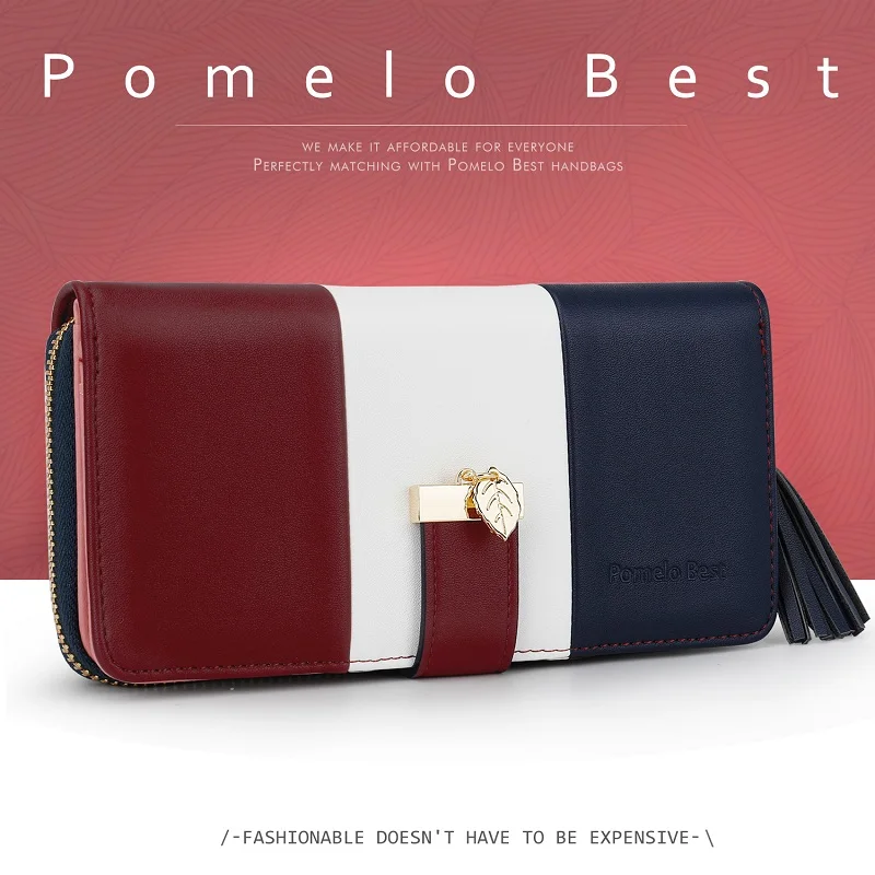 

Pomelo Best Most Fashion Zipper Wallets Womens large capacity Purses Handbags Coin Purse Cards Holder PU Leather Billfold Wallet
