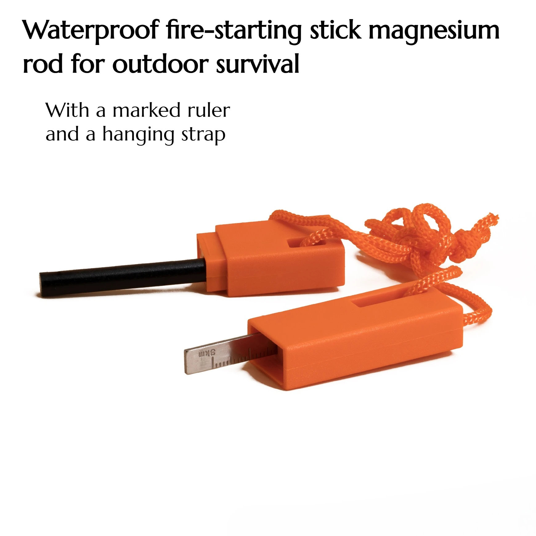 5PCS Outdoor Survival Waterproof Fire-starting Stick Magnesium Rod Emergency Fire-starting Belt Scale Ruler with Hanging Rope