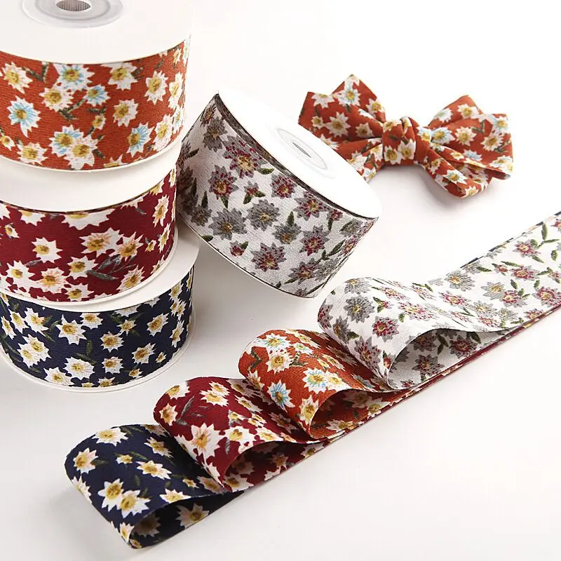 10 Yards 25MM 40MM Double Sided Flowers Ribbon DIY Handmade Materials Headwear Hair Bows Clothing Accessories Home Crafts