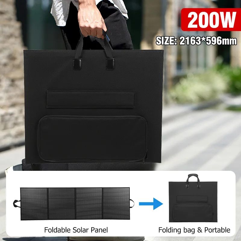 200W Foldable Solar Panel for Power Station Solar Generator Charging Portable Adjustable Kickstands Angle for RV Camping