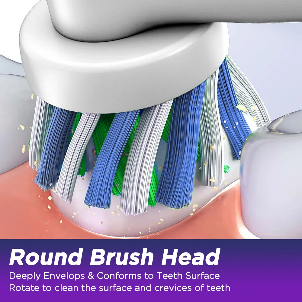 5-Speed Automatic Rotating Vibration Electric Toothbrush for Adults, Universal Soft Smart Toothbrush, Type-C, 4 Toothbrush Heads image 6
