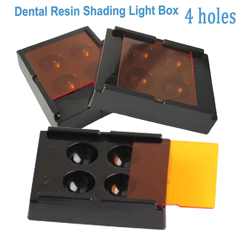 

4 Holes Dental Shade Light Case Teeth Veneer Storage Box Denture Retainer Molar Holder Boxes Dentistry Oral Care Materials