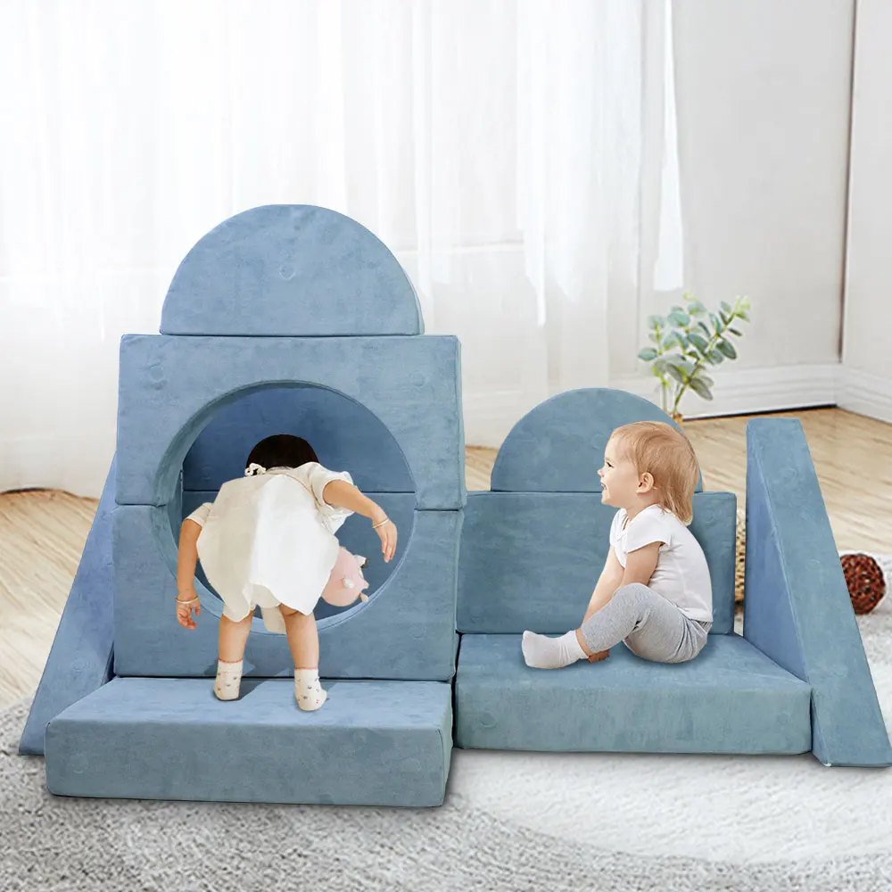 

High Density Foam Kids Play Couch Suede Cover Living Room Baby Sofa Bed Foldable Children Play Couch