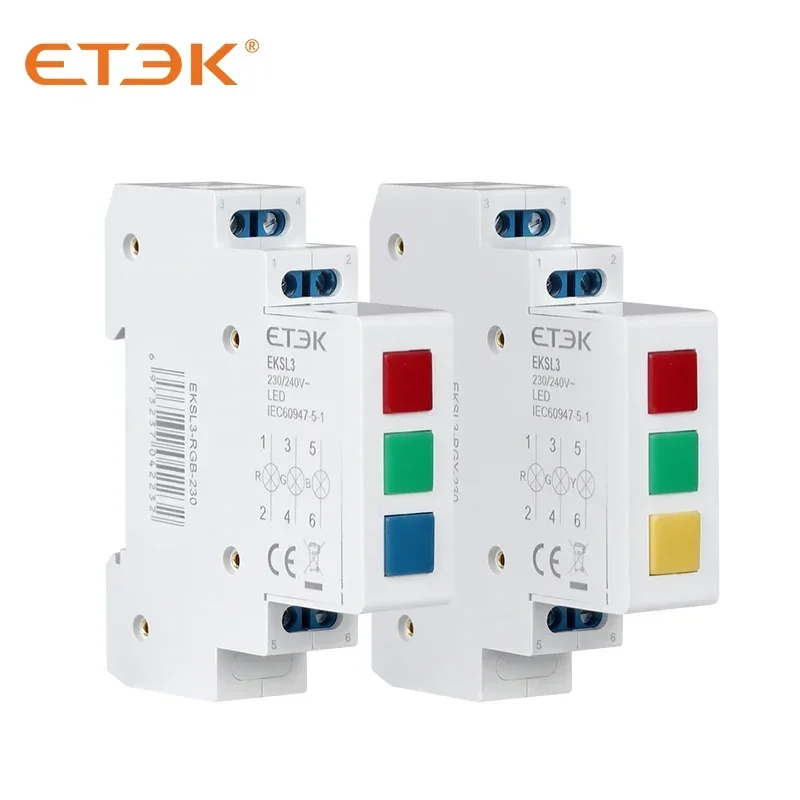 ETEK Din Rail Mount LED lampada di segnalazione modulare rosso verde giallo blu AC 220V 230V industriale EKSL3