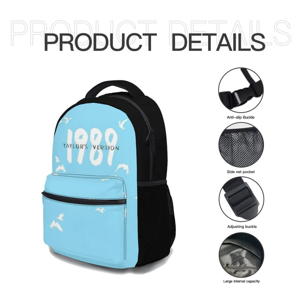 New Fashionable  1989 TS Backpack Bag Large Capacity Trendy Book Bag Multi-pockets Adjustable 17inch