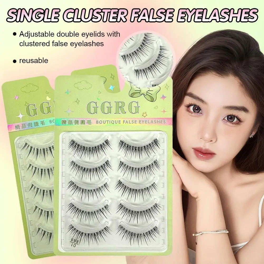 Tiras completas, pestañas postizas de racimo esponjoso, aspecto Natural, tallo fino transparente, pestañas postizas, extensión de pestañas Manga, maquillaje