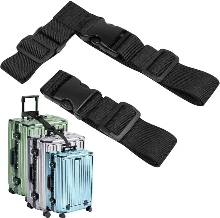 

2 Pack Luggage Straps for Suitcases, T-Type and Normal Straps to Connect 2 Suitcases Together, Adjustable Travel Straps for 3