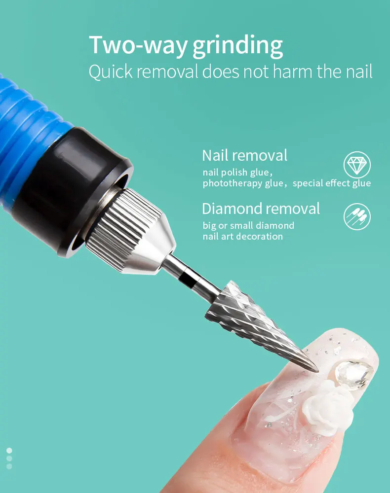 Tip Tungsten Carbid Nail Drill Bits Electric Manicure Drill Accessory Milling Cutters for Nail Gel Polish Remover Nail Tools