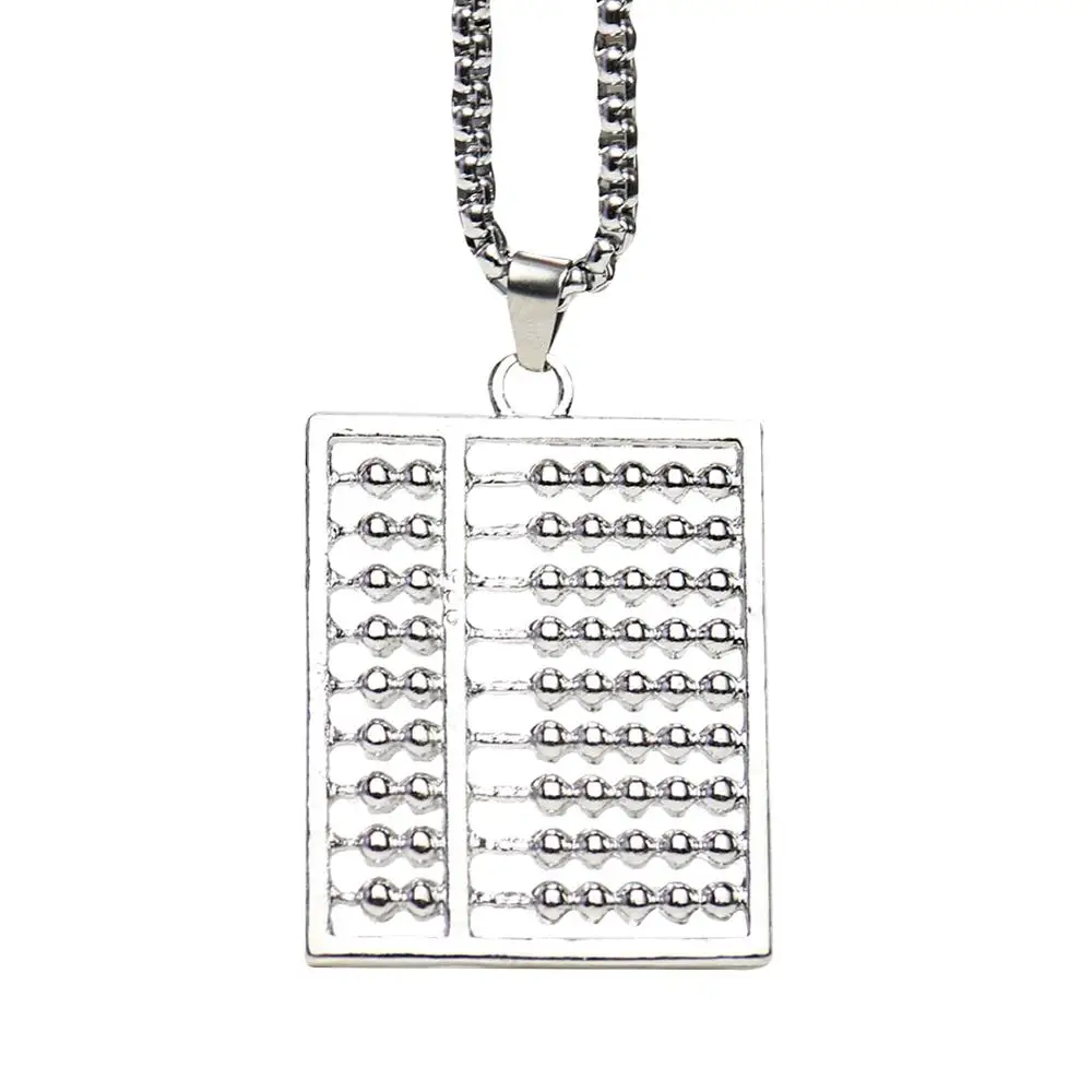 Metal Abacus Pendant Necklace Traditional Chinese Can Calculate Abacus Elements Modern Jewelry Designs Men Women Sweater Chain