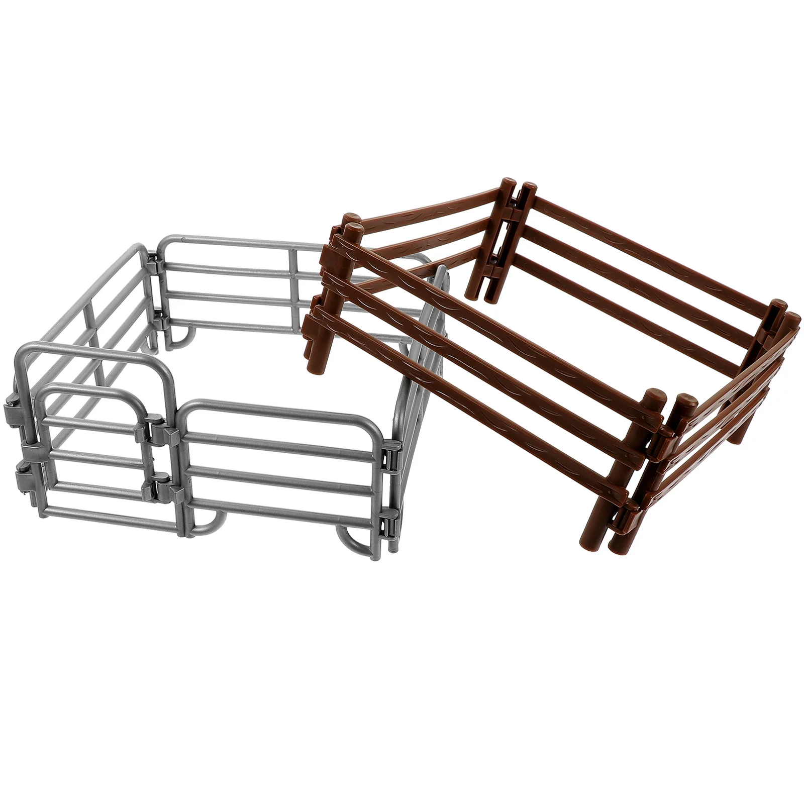 2 Pcs Animal Enclosure Toys Miniature Picket Fence Panel Decor Accessories Garden Simulated Farm