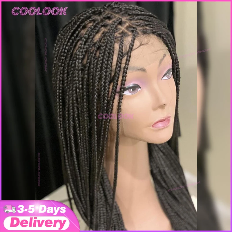 

36 "Corrow Braids Синтетические плетеные парики для чернокожих женщин Коробчатые косы без узлов Парик для волос Twist Braid Wig Плетеные парики