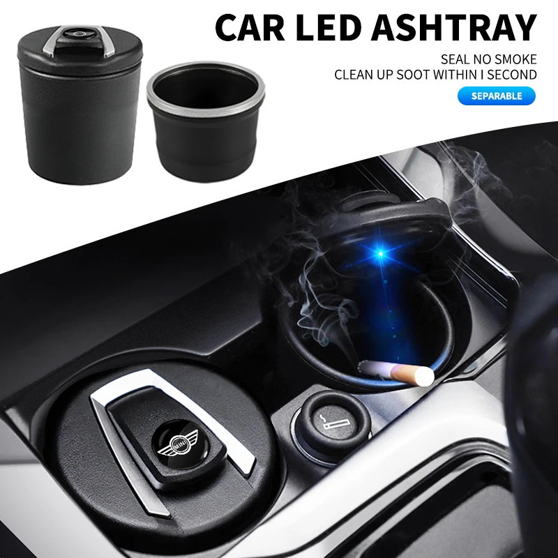 

1PC Portable LED Smoke Car Ashtray Cigarette Ash Holder Creative Cup For Mini Cooper One JCW F54 F55 F56 F57 F60 R50 R52 R53 R55