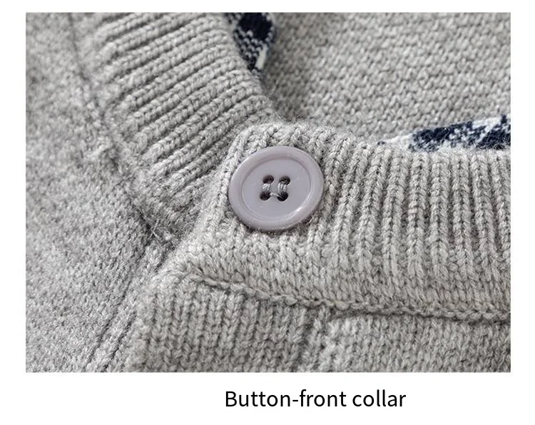 Koreanischer Trend Herren Langarm-Pulloverjacke Einreihig Mehrere Muster Stickerei Bequem Bestseller für Männer – Detail 8
