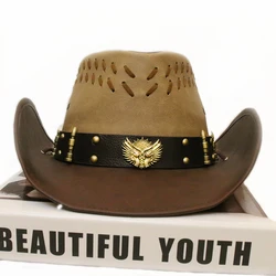 Designer Brand Men's and Women's Quality Leather Western Outdoor Riding Beach Hat Cowboy Cap Shade Warm Gorras Para Hombres 모자