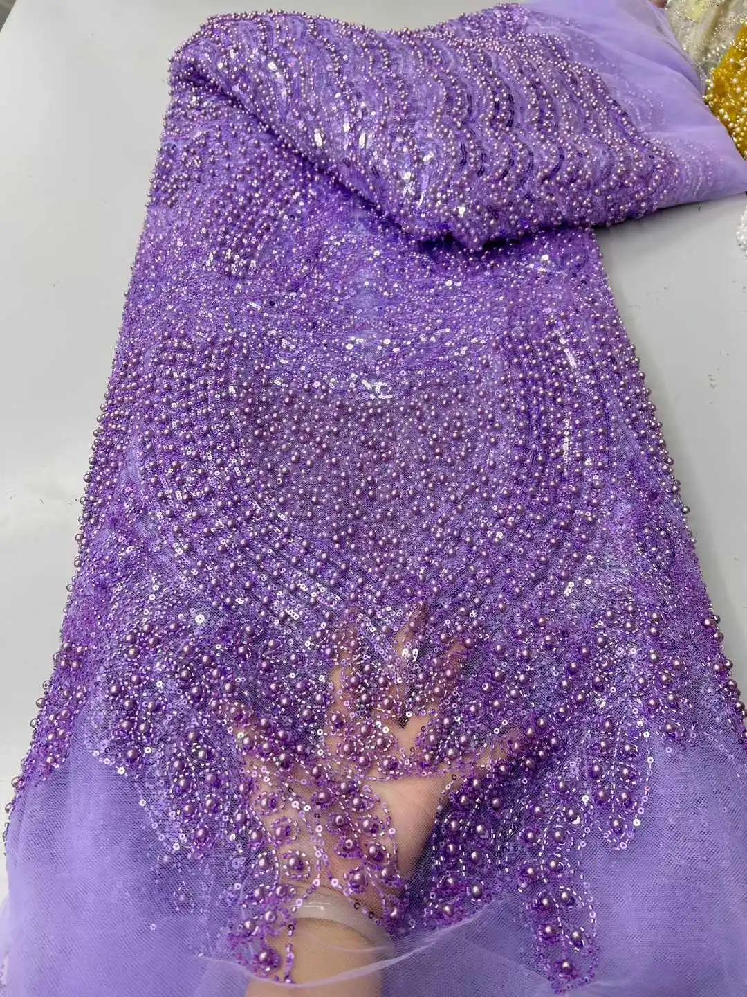 Latest African Sequins Lace Fabric Nigerian and French Tulle Lace 2026 High Quality Embroidery Beaded for Wedding Dress Sewing