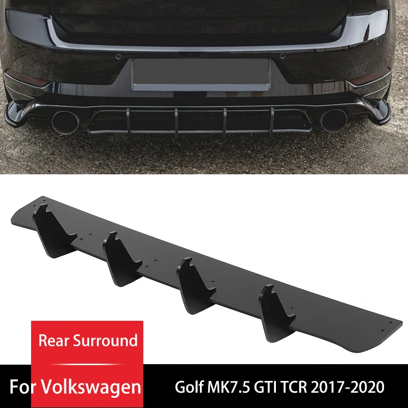 

For Volkswagen Golf MK7.5 GTI TCR 2017-2020 Maxton Style Rear Bumper Diffuser Valance Gloss Black Blade Spoiler Rear Surround