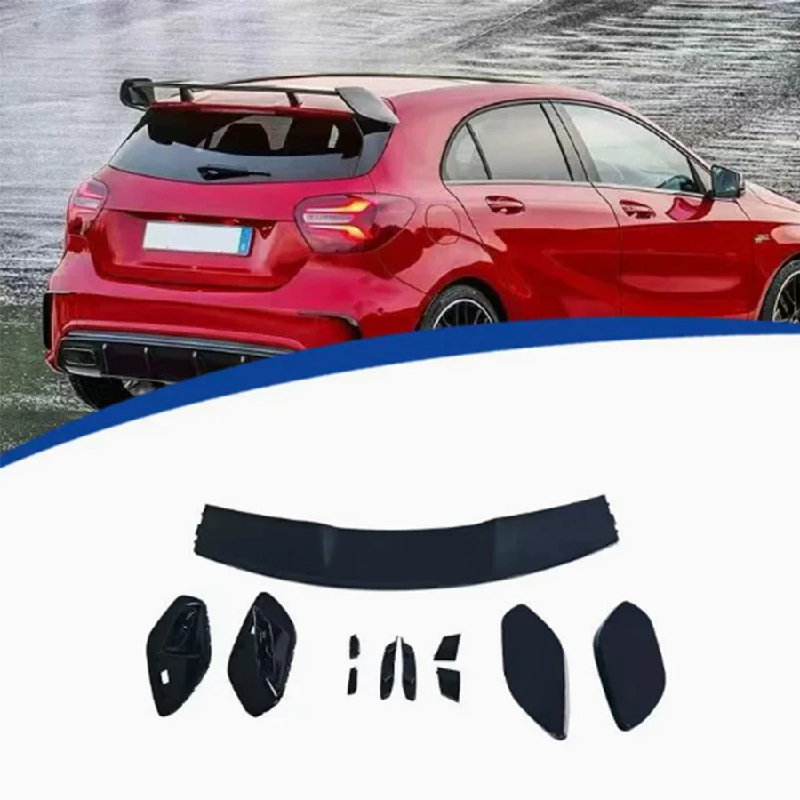 

For Mercedes Benz A Class W176 2013-2018 Bright Black Tail fins Rear Trunk Spoiler Guide Wing glossy black Rear Wing Car Diverte