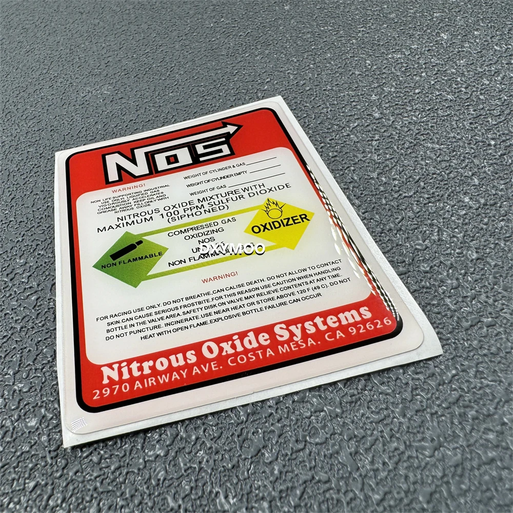 3D Crystal Soft Glue Car Styling for NOS Nitrous Oxide Systems Sticker Warning Bike Auto Fuel Tank Box Decals