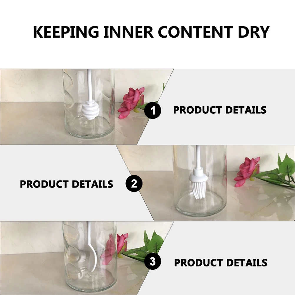 

Seasoning Bottle Set Glass Spice Container Kitchen Storage Jar Anti-Leak Sealing Ring Honey Dipper Oil Brush Anti-Slip