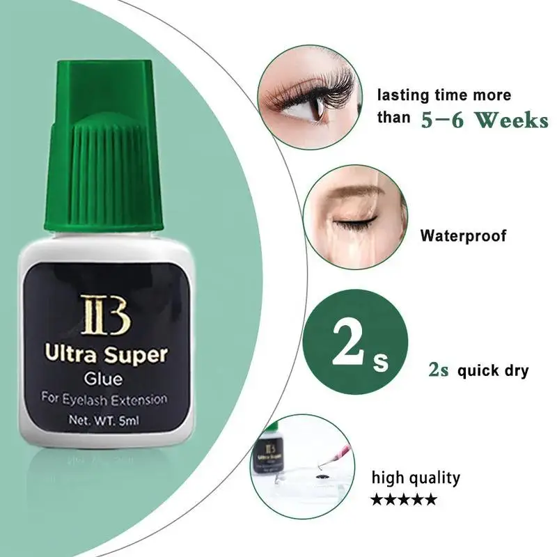 10 Flaschen IBeauty Ultra Super für Wimpernverlängerungskleber, grün, schnellste Kappe, Augen, Wimpern, offen, Korea-Werkzeug, wasserfester Make-up-Kleber