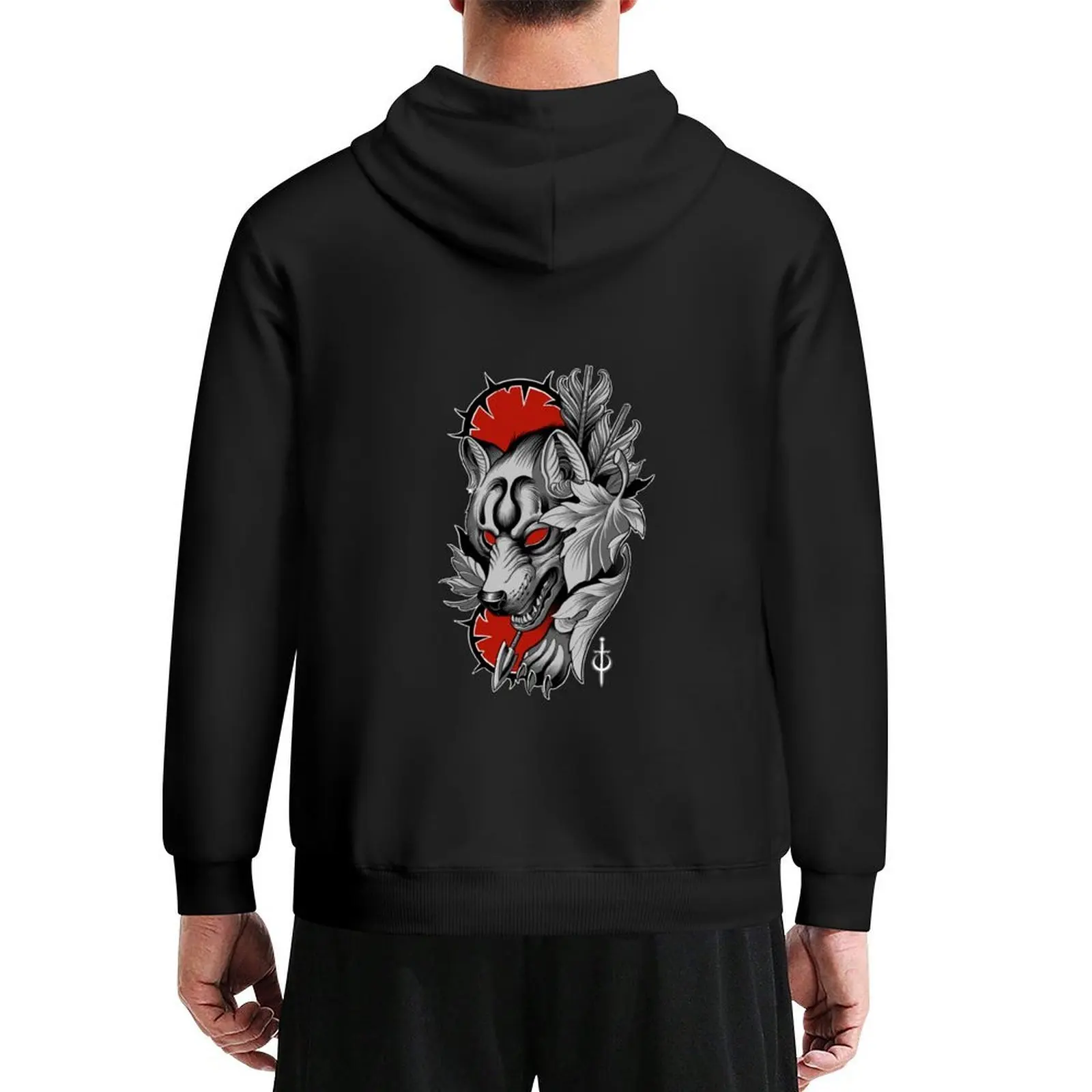

Wolf with arrows Hoodie mens clothing autumn korean style clothes men's sweat-shirt set men's oversize hoodie